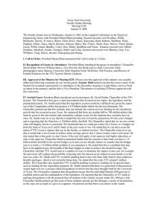 Texas Tech University Faculty Senate Meeting Meeting #230 January 8, 2003