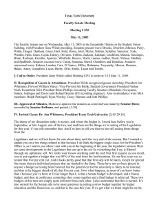 Texas Tech University Faculty Senate Meeting Meeting # 252 May 11, 2005