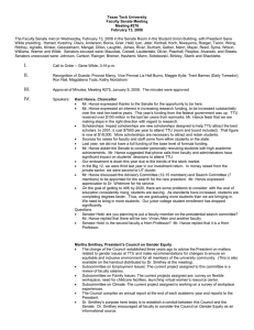 Texas Tech University Faculty Senate Meeting Meeting #276 February 13, 2008