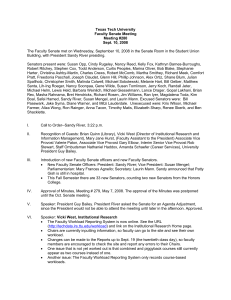 Texas Tech University Faculty Senate Meeting Meeting #280 Sept. 10, 2008