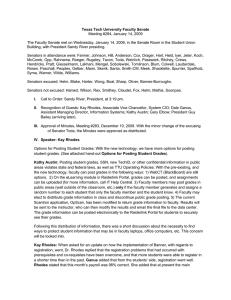 Texas Tech University Faculty Senate Meeting #284, January 14, 2009