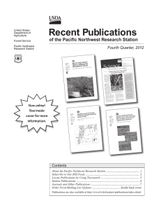 Recent Publications of the Pacific Northwest Research Station Fourth Quarter, 2012
