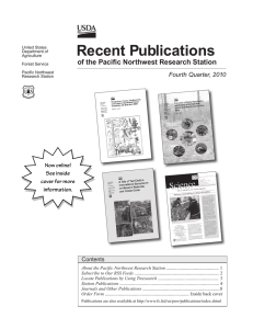 Recent Publications of the Pacific Northwest Research Station Fourth Quarter, 2010