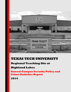 TEXAS TECH UNIVERSITY Regional Teaching Site at Highland Lakes 2014