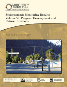 socioeconomic Monitoring results Volume VI: Program Development and Future Directions Northwest
