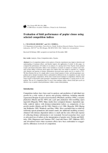 Evaluation of field performance of poplar clones using selected competition indices