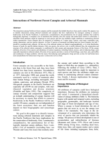 Interactions of Northwest Forest Canopies and Arboreal Mammals  Abstract Washington 98512-9190