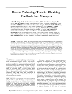 Reverse Technology Transfer: Obtaining Feedback from Managers  Technical Commentary____________________________