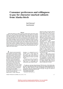 Consumer preferences and willingness to pay for character-marked cabinets from Alaska birch