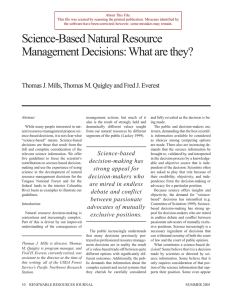 Science-Based Natural Resource Management Decisions: What are they?