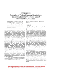 APPENDIX I Examples of Federal Agency Regulations Governing Establishment and Use of