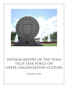 INTERIM REPORT OF THE TEXAS TECH TASK FORCE ON GREEK ORGANIZATION CULTURE