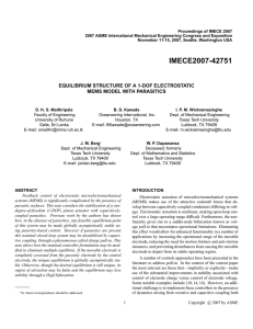 Proceedings of IMECE 2007 November 11-15, 2007, Seattle, Washington USA