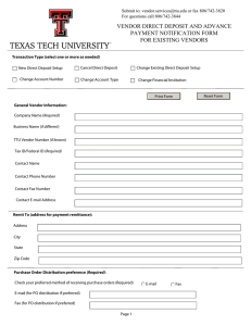 VENDOR DIRECT DEPOSIT AND ADVANCE PAYMENT NOTIFICATION FORM FOR EXISTING VENDORS