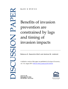 DISCUSSION PAPER Benefits of invasion prevention are