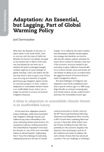 Adaptation: An Essential, but Lagging, Part of Global Warming Policy Commentary