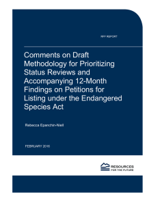 Comments on Draft Methodology for Prioritizing Status Reviews and Accompanying 12-Month