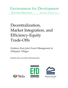 Environment for Development Decentralization, Market Integration, and Efficiency-Equity