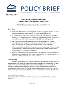 FEMA Public Assistance Grants: Implications of a Disaster Deductible