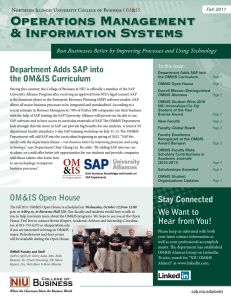 Operations Management &amp; Information Systems Department Adds SAP into the OM&amp;IS Curriculum