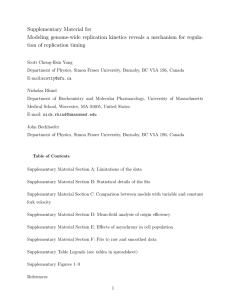 Supplementary Material for tion of replication timing