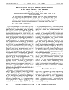 Two Experimental Tests of the Halperin-Lubensky-Ma Effect A V 84, N