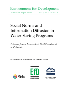 Environment for Development Social Norms and Information Diffusion in Water-Saving Programs