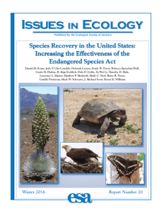Issues Ecology in Species Recovery in the United States: