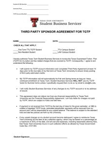 THIRD PARTY SPONSOR AGREEMENT FOR TGTP