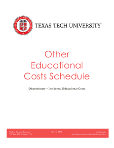 Other Educational Costs Schedule Discretionary – Incidental Educational Costs