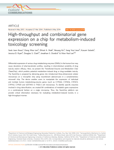 High-throughput and combinatorial gene expression on a chip for metabolism-induced toxicology screening