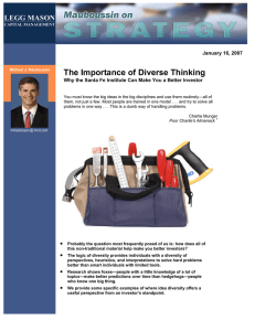 The Importance of Diverse Thinking LEGG MASON  January 16, 2007