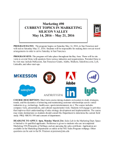 Marketing 490 CURRENT TOPICS IN MARKETING SILICON VALLEY