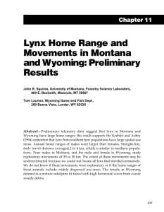 Lynx Home Range and Movements in Montana and Wyoming: Preliminary Results