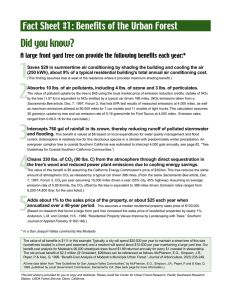 1 Did you know? Fact Sheet #1: Benefits of the Urban Forest