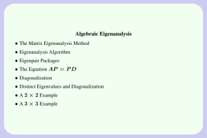 Algebraic Eigenanalysis • AP = P D