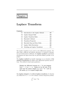 Laplace Transform Chapter 8 Contents
