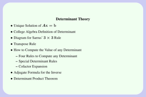 Determinant Theory • Ax = b 3 × 3