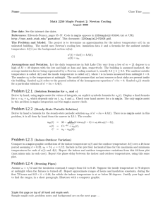 Name Class Time Math 2250 Maple Project 2: Newton Cooling