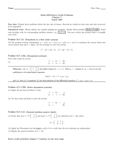 Name Class Time Math 2250 Extra Credit Problems Chapter 7