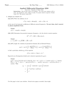 Applied Differential Equations 2250 Name 2250 Midterm 3 [Ver 2, S2010]