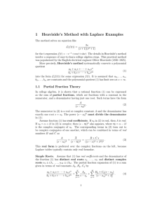 1 Heaviside’s Method with Laplace Examples