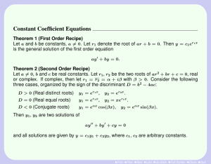 Constant Coefficient Equations