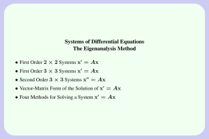 Systems of Differential Equations The Eigenanalysis Method • 2 × 2
