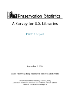 A Survey for U.S. Libraries  FY2013 Report September 2, 2014