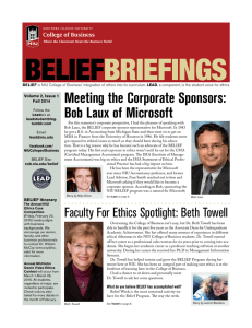 Meeting the Corporate Sponsors: Bob Laux of Microsoft Volume 2, Issue 1