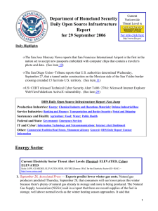 Department of Homeland Security Daily Open Source Infrastructure Report for 29 September 2006