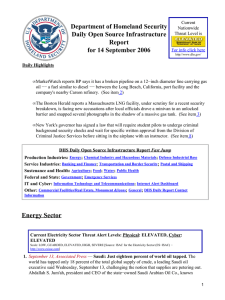 Department of Homeland Security Daily Open Source Infrastructure Report for 14 September 2006