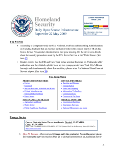 Homeland Security Daily Open Source Infrastructure Report for 22 May 2009