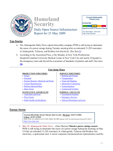 Homeland Security Daily Open Source Infrastructure Report for 21 May 2009